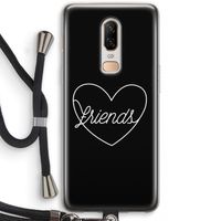 Friends heart black: OnePlus 6 Transparant Hoesje met koord