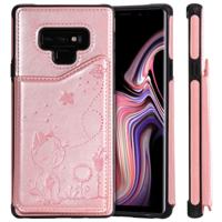 Voor Galaxy Note9 kat Bee reliëf patroon schokbestendige beschermende case met kaartsleuven & fotolijstjes (Rose goud)