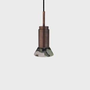 Anour Donya Onyx Trapeze Hanglamp - Gemixte kap - Gebruind messing