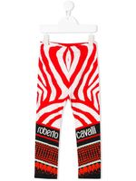 Roberto Cavalli Junior Legging à imprimé Zebra Foulard - Blanc