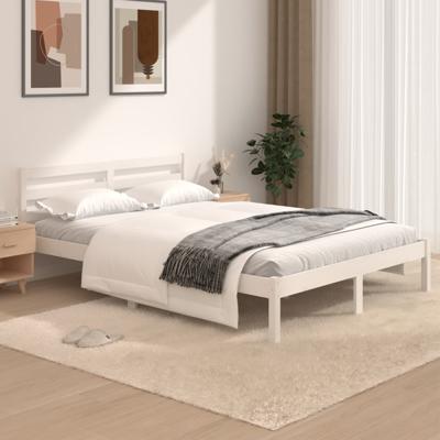 Bedframe massief grenenhout wit 120x190 cm