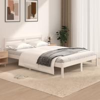 Bedframe massief grenenhout wit 120x190 cm