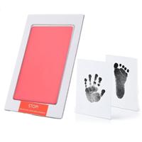 Niet-giftige baby handafdruk footprint Impressum souvenirs baby Clay Toy Gifts (roze)