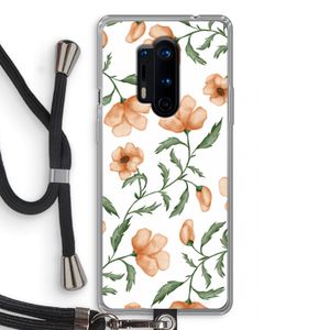 Peachy flowers: OnePlus 8 Pro Transparant Hoesje met koord