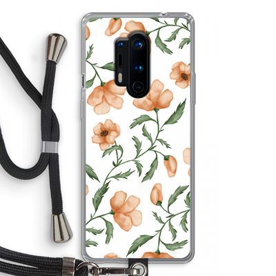 Peachy flowers: OnePlus 8 Pro Transparant Hoesje met koord