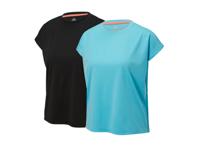 CRIVIT 2 dames sportshirts (Zwart/turquoise, XS (32/34))