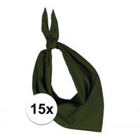 15 stuks olijf groen hals zakdoeken Bandana style   -