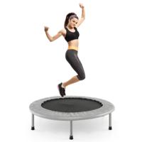 97 cm Opvouwbare Trampoline Mini-Opvouwbare Trampoline voor Kinderen Draagbare Fitnesstrampoline voor Binnen Grijs