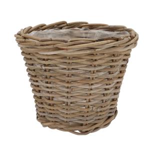 Plantenmand/aardappelmand Ivy - met binnenzak - rotan - B25 x H22 cm - binnen/buiten bloempotten
