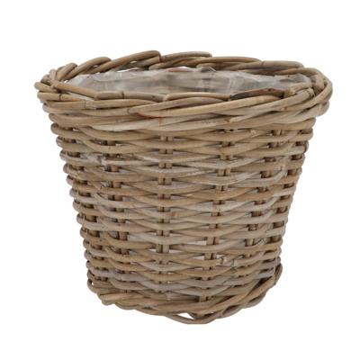 Plantenmand/aardappelmand Ivy - met binnenzak - rotan - B25 x H22 cm - binnen/buiten bloempotten