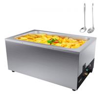 VEVOR roestvrijstalen buffetverwarmer voedselverwarmer 1200 W, 1 x 26,4 L buffetcontainer, 555 x 355 x 260 mm warmtecontainer, incl. pollepels met lange steel & droogbrandindicator, voor kantine, café etc.