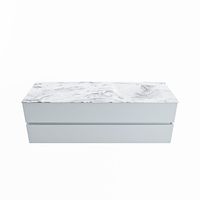 MONDIAZ VICA-DLUX 150cm badmeubel onderkast Clay 2 lades. Inbouw wastafel CLOUD rechts 1 kraangat, kleur Glace.