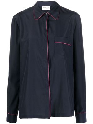P.A.R.O.S.H. chemise boutonnée à détails de coutures - Bleu