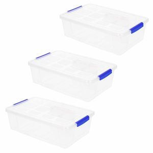 8x Opslagbakjes/organizers met deksel 2 liter 25 cm transparant