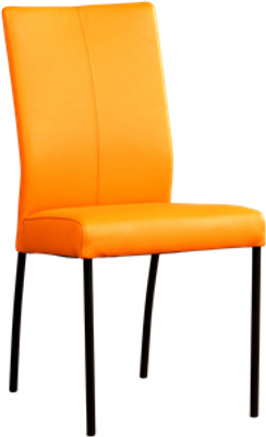 Oranje leren moderne eetkamerstoel Comfort - poot rond zwart - Toledo Leer Mandarin (oranje leer)