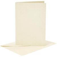 Kaarten en enveloppen, afmeting kaart 10,5x15 cm, afmeting envelop 11,5x16,5 cm, parelmoer, 120+210 gr, off-white, 4 set/ 1 doos