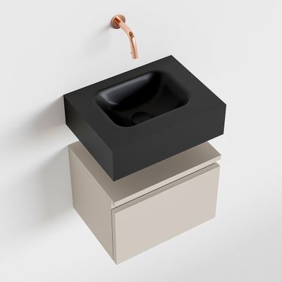 Toiletmeubel Mondiaz Andor | 40 cm | Meubelkleur Linen | Lex vrijhangend wastafel Urban Midden | Zonder kraangat