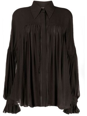 KHAITE blouse à effet plissé - Marron