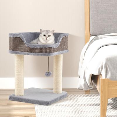 Kleine Krabpaal met Pluche Zitplaats & Bal & Sisal Krabpalen Kattenboom Kattenkrabpaal Grijs