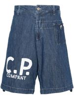 C.P. Company short en jean à logo imprimé - Bleu