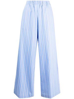 WOERA pantalon palazzo à rayures - Bleu