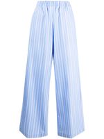 WOERA pantalon palazzo à rayures - Bleu