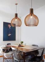 Hanglamp hout 'Bois' zwart / blank hout E27 design Hanglamp hout 'Bois' zwart / blank hout E27 design