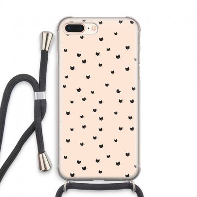 Kleine kattenkopjes: iPhone 8 Plus Transparant Hoesje met koord