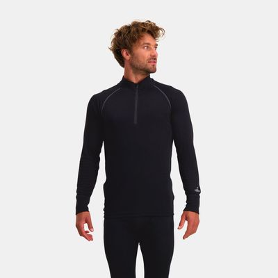 Zip-Neck Thermo Longsleeve Heren | Zwart | XXL