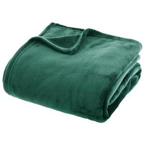 Fleece deken/fleeceplaid - smaragd groen - 180 x 230 cm - polyester - bankdeken