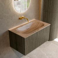 Badmeubel Mondiaz Kurve-Dlux | 80 cm | Meubelkleur Shadow | Wastafelkleur Arena | Solid surface | Wasbak midden spoelbak | Zonder kraangat(en)