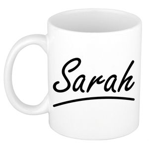 Naam cadeau mok / beker Sarah met sierlijke letters 300 ml