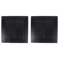 Inbouw wisselschakelaar dubbel - 2x - zwart - 250V 10A - WCD