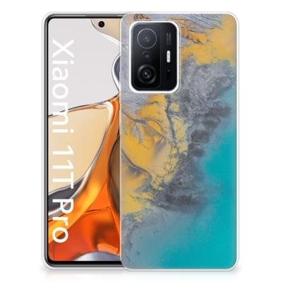 Xiaomi 11T | 11T Pro | TPU | Siliconen hoesje | Marble Blue Gold