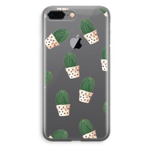 Cactusprint roze: iPhone 8 Plus Transparant Hoesje