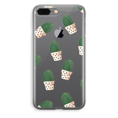 Cactusprint roze: iPhone 8 Plus Transparant Hoesje
