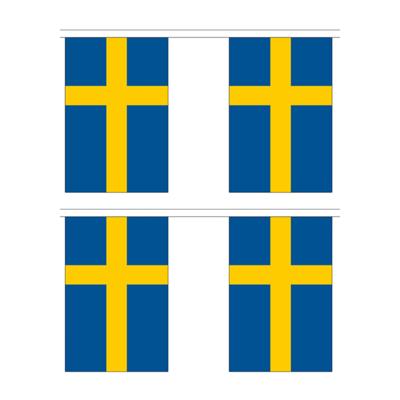 Zweden vlaggenlijn slinger - 2x - 300 cm - polyester - binnen en buiten