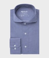 Michaelis Heren Overhemd Blauw Corduroy Extra Cutaway Slim Fit - thumbnail