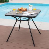 Tuintafel met Tafelblad van Kunstmarmer Terrastafel met Parasolgat Balkontafel voor 4 Personen Outdoor-Eettafel 80 x 80 x 72,5 cm