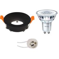 LED Spot Set - GU10 Fitting - Inbouw Rond - Mat Zwart - Ø85mm - Philips - CorePro 827 36D - 4W - Zeer Warm Wit 2700K - Dimbaar LED Spot Set - GU10 Fitting - Inbouw Rond - Mat Zwart - Ø85mm - Philips - CorePro 827 36D - 4W - Zeer Warm Wit 2700K - Dimbaar