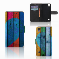 LG X Style Book Style Case Wood Heart - Cadeau voor je Vriend - thumbnail