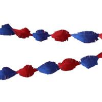 Feest slinger Holland thema - 2x stuks - rood / wit / blauw - crepe papier - 24M - draaislinger