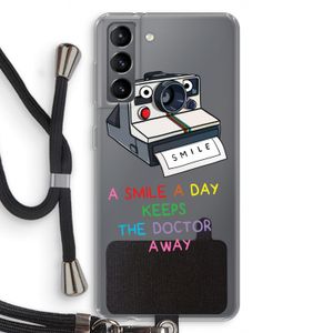 Smile: Samsung Galaxy S21 Transparant Hoesje met koord