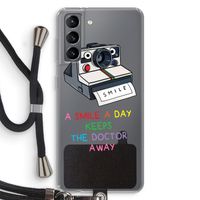 Smile: Samsung Galaxy S21 Transparant Hoesje met koord