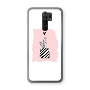 Zwart-wit cactus: Xiaomi Redmi 9 Transparant Hoesje
