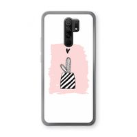 Zwart-wit cactus: Xiaomi Redmi 9 Transparant Hoesje