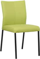 Felgroene leren moderne eetkamerstoel Basic - poot vierkant zwart - Toledo Leer Lime (felgroen leer)