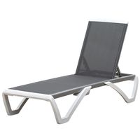 Outsunny ligstoel aluminium ligbed stoffen ligbed relaxbed 5-voudig verstelbaar ergonomisch Texteline grijs + wit 170 x 67,5 x 95 cm | Aosom