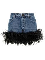 Miu Miu minijupe en jean à détails de plumes - Bleu - thumbnail