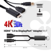 CLUB3D HDMI™ Naar DisplayPort™ Adapter M/V met USB voeding - thumbnail